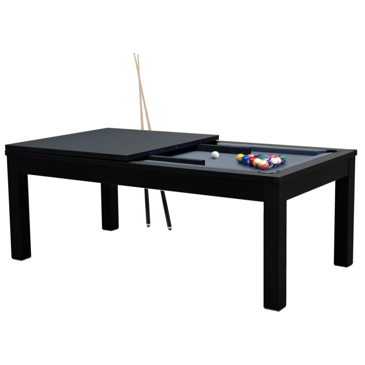 Table de billard convertible noire tapis gris - Eddie