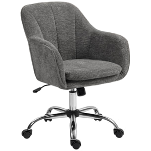 Chaise de bureau design bouclette gris piètement acier chromé