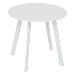 Table d'appoint de jardin ronde "Saona" blanc en acier D50cm