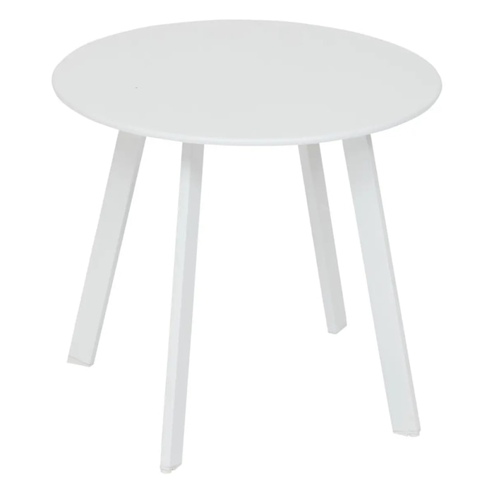 Table d'appoint de jardin ronde "Saona" blanc en acier D50cm