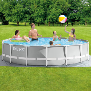 Intex Piscina Prisma Frame rotonda con Pompa Filtro, Scaletta e Teli, 457x107 cm