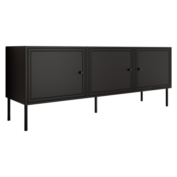 Lavaggi - meuble tv - 3 portes - 150 cm - Noir
