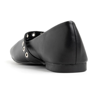 Ballerina con cinturino borchiato - NERO