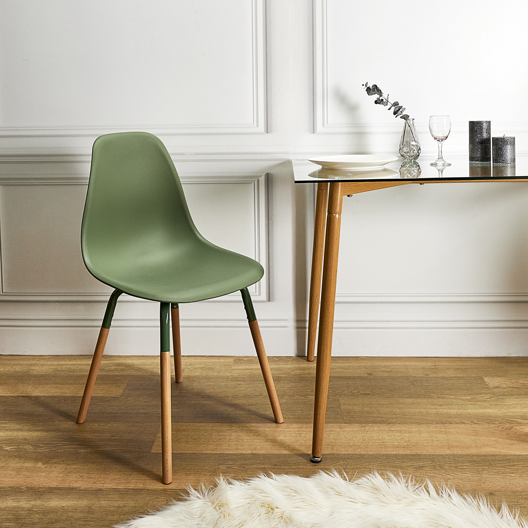 Chaise Scandinave Phenix Vert - Lot De 4