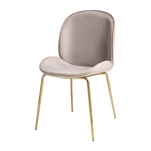 Set di 2 sedie Charlize in velluto beige e ottone