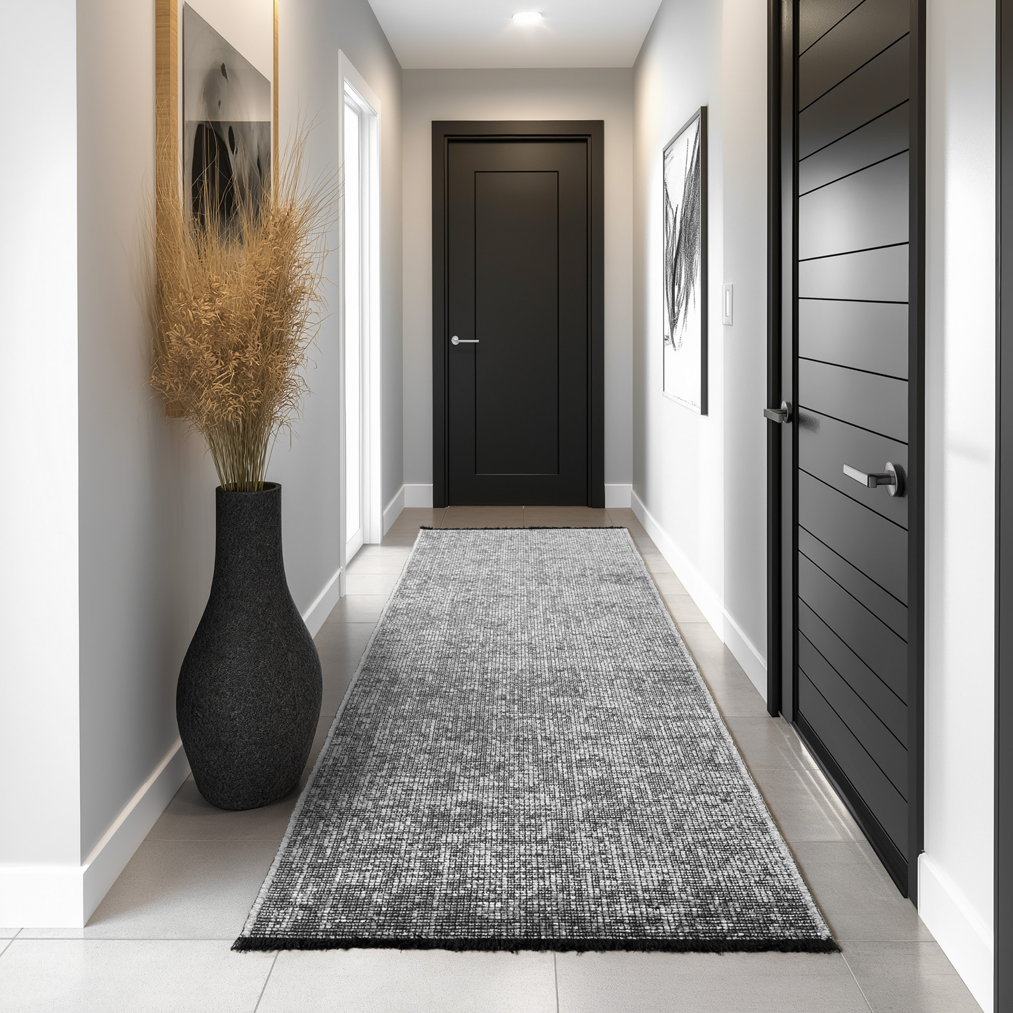 MIRA - Tapis de salon gris au design abstrait