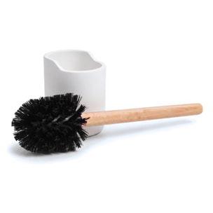 Brosse wc avec support Polyrésine & bois SYBELLA blanc Spirella