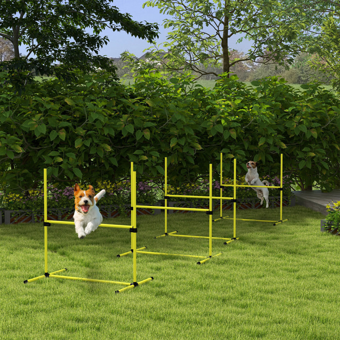 Agility sport pour chiens set de 4 obstacles professionnels avec système de maintien au sol sac transport fourni jaune noir
