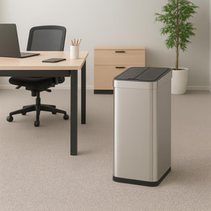Cubo de Basura color metálico en acero inoxidable con apertura de alas y sensor automático