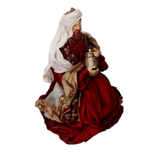 Presepe in tessuto bordeaux con re magi cmh81