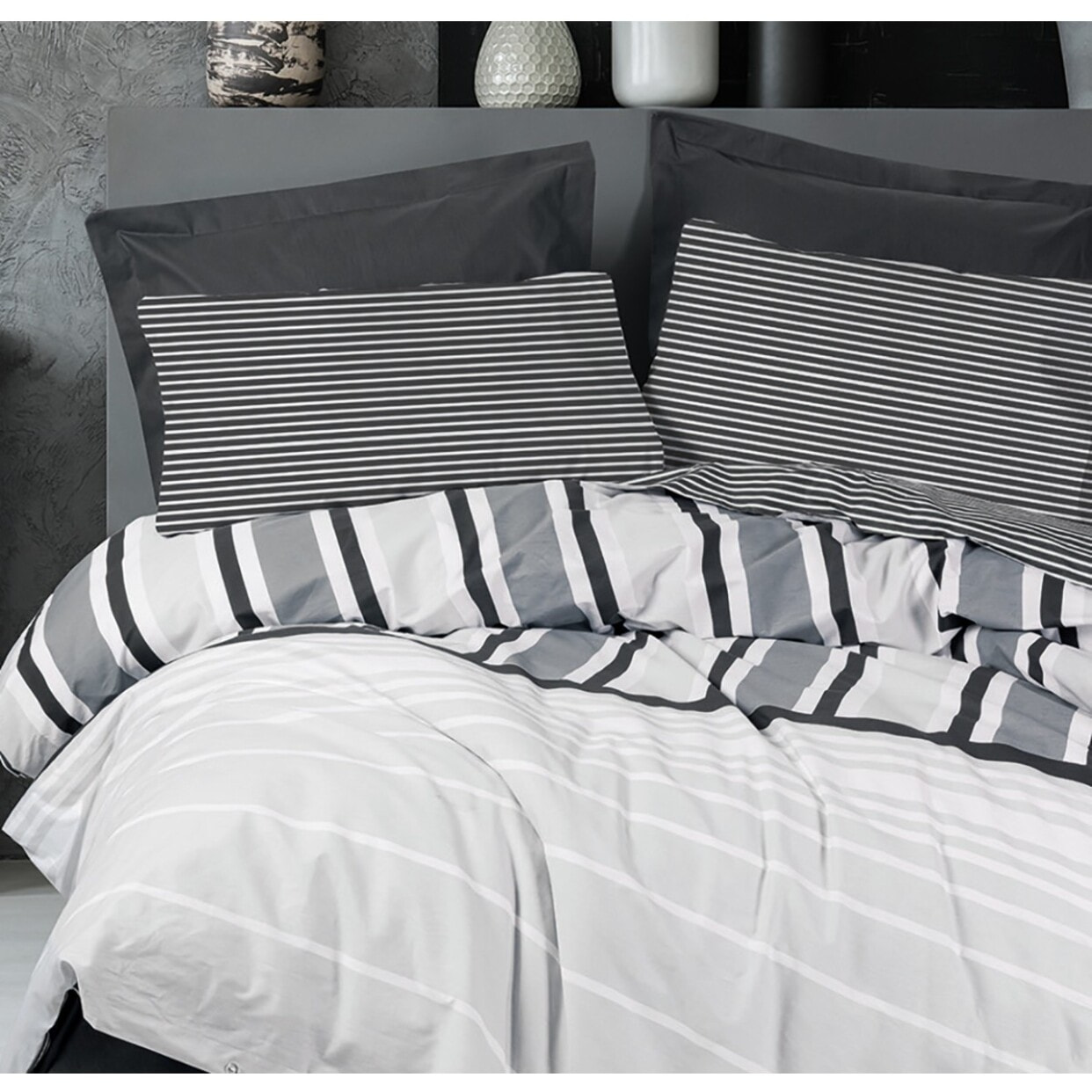 Parure housse de couette et taie(s) d'oreiller coton imprimé