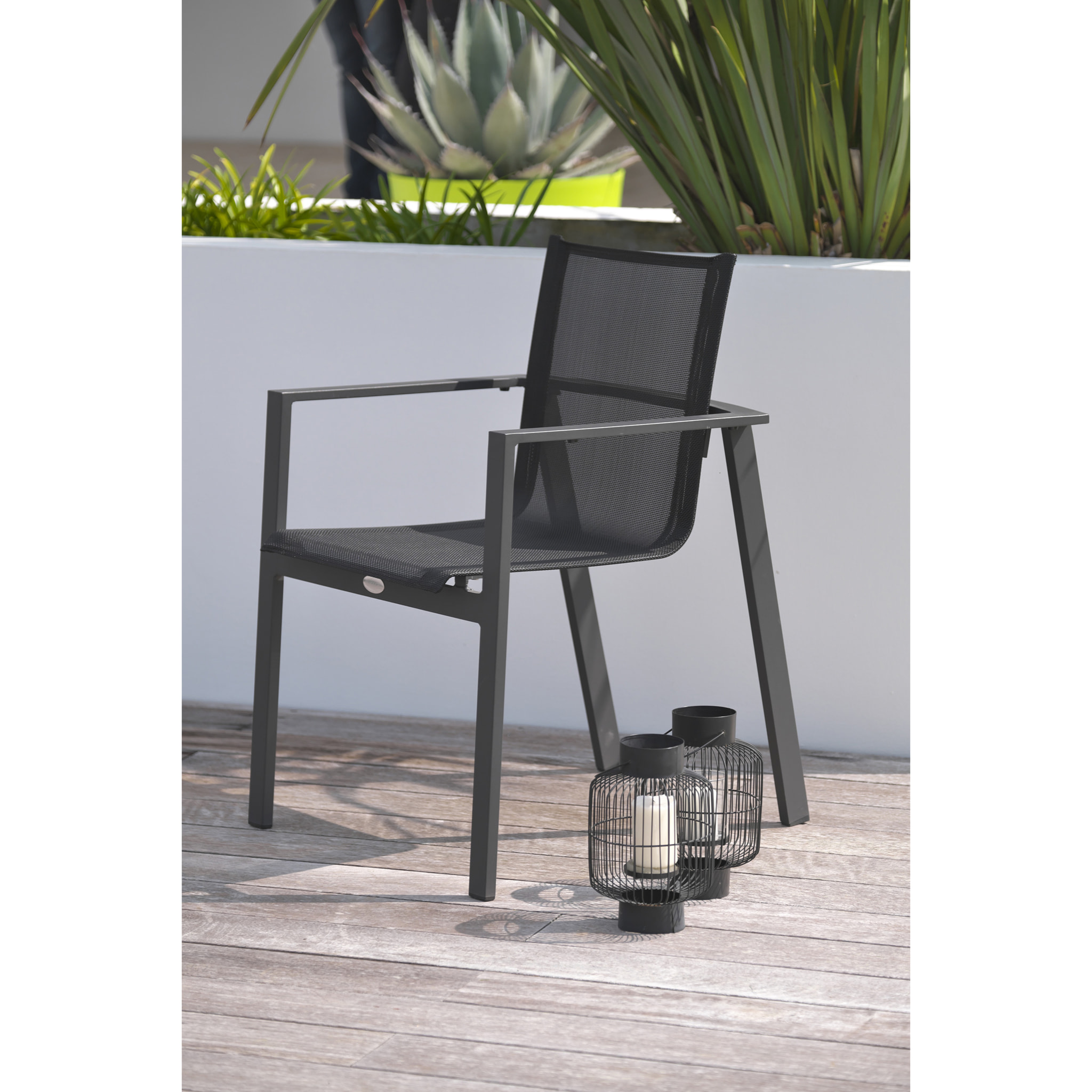ALU-MIAMI - Lot de 2 fauteuils de jardin empilables en aluminium