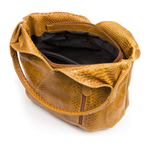 Jesi Borsa a spalla Donna.Pelle autentica Camoscio Inciso Serpente