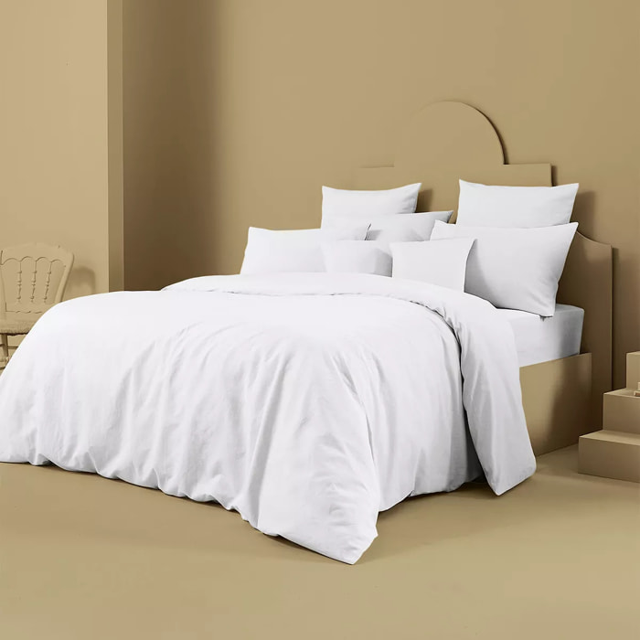 Housse de couette lin & coton 160 g/m² uni blanc Le metis francais neige
