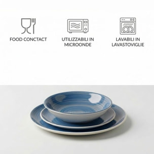 Servizio Tavola da 18 Piatti in Ceramica, lavabile in lavastoviglie e adatto a microonde, Intrecci