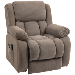 Fauteuil releveur massant chauffant grand confort - inclinable, repose-pieds rétractable - tissu toucher flanelle marron