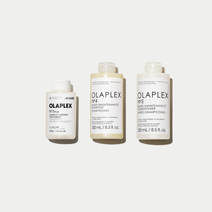 OLAPLEX N° 3 Plus Hair Perfector + N°4 Bond Maintenance Shampoo + N°5 Bond Maintenance Conditioner