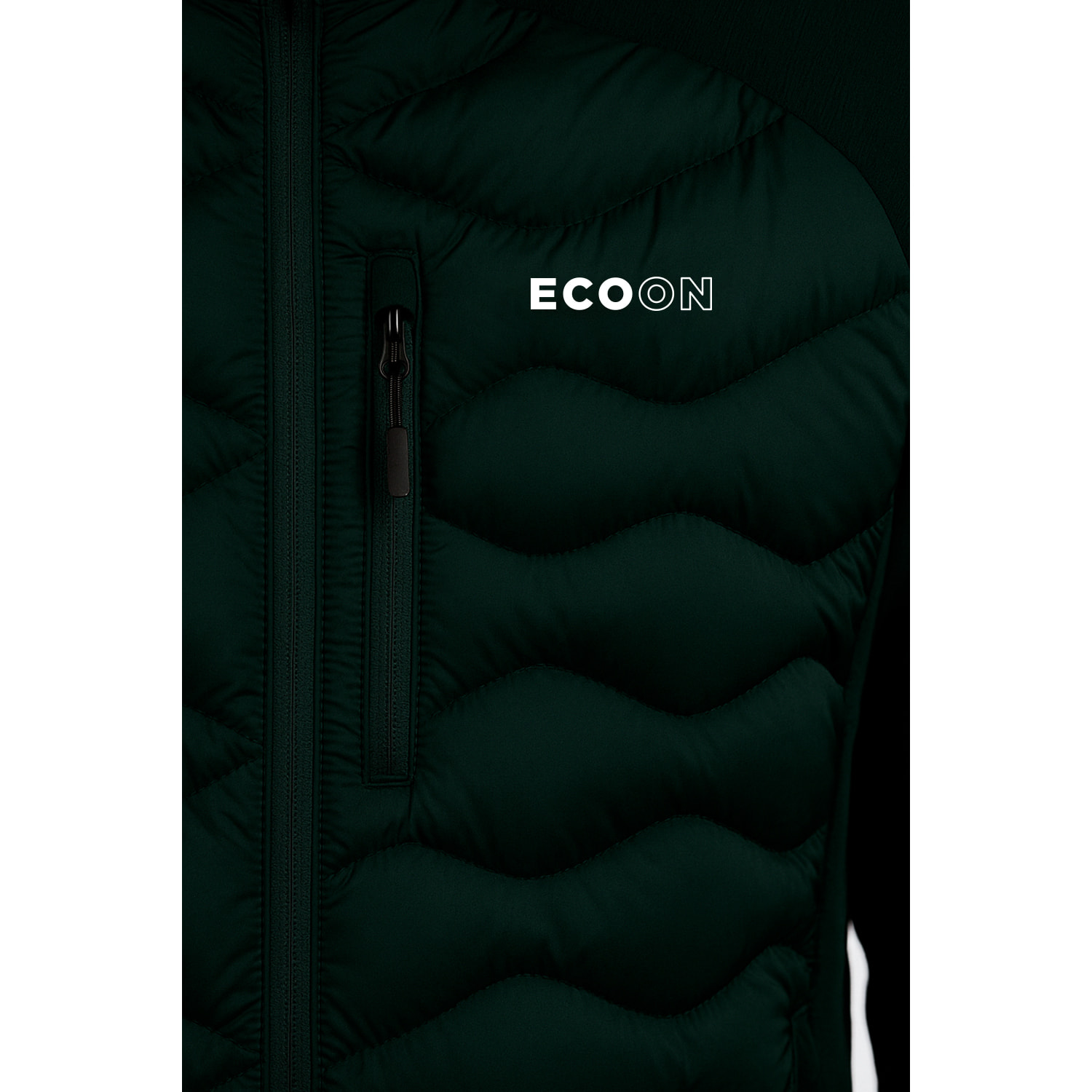 Abrigo ECOActive Hybrid Insulated Jacket with cap de la marca ECOON en color Verde Oscuro