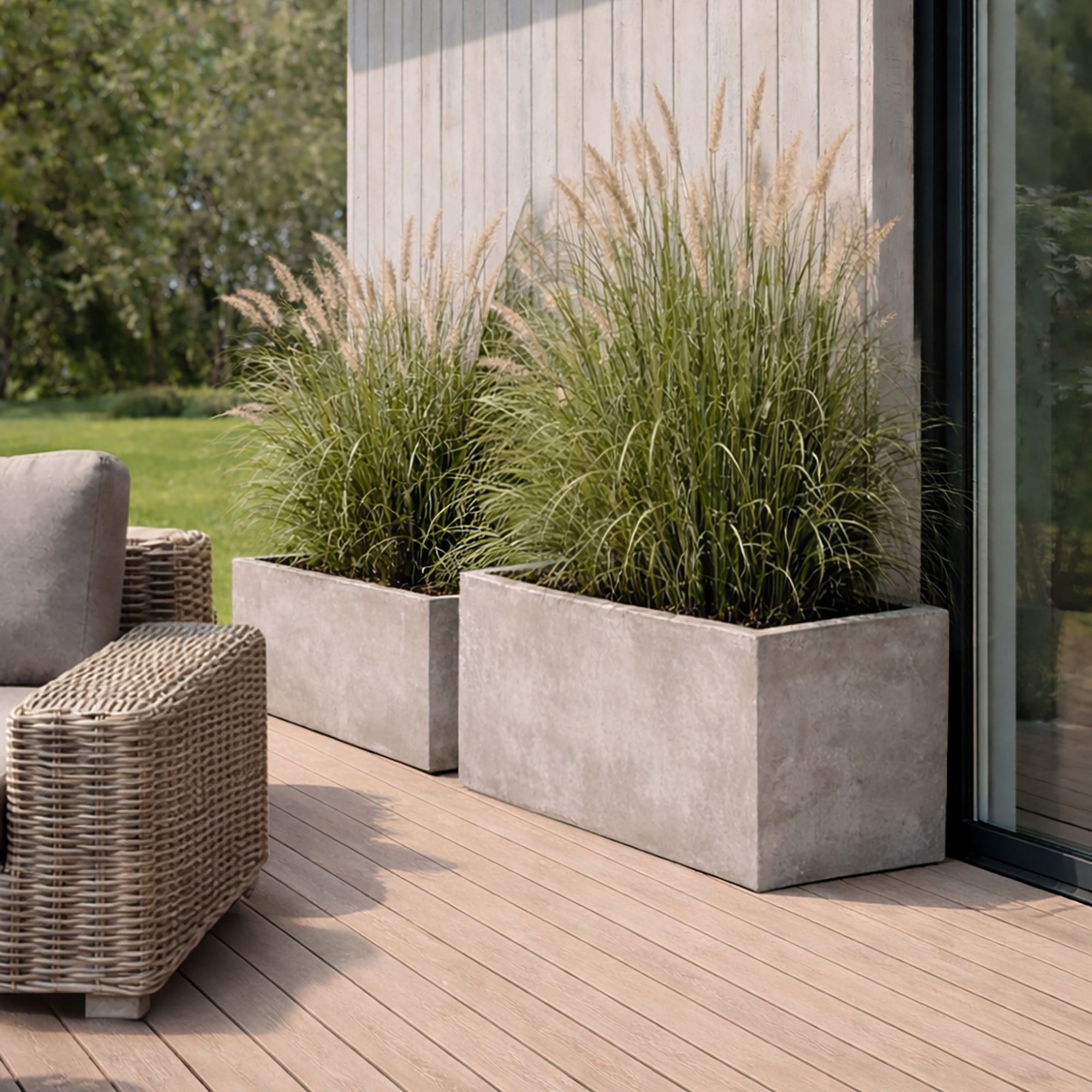 Lot de 2 pots en fibre d'argile h37/47cm FARO