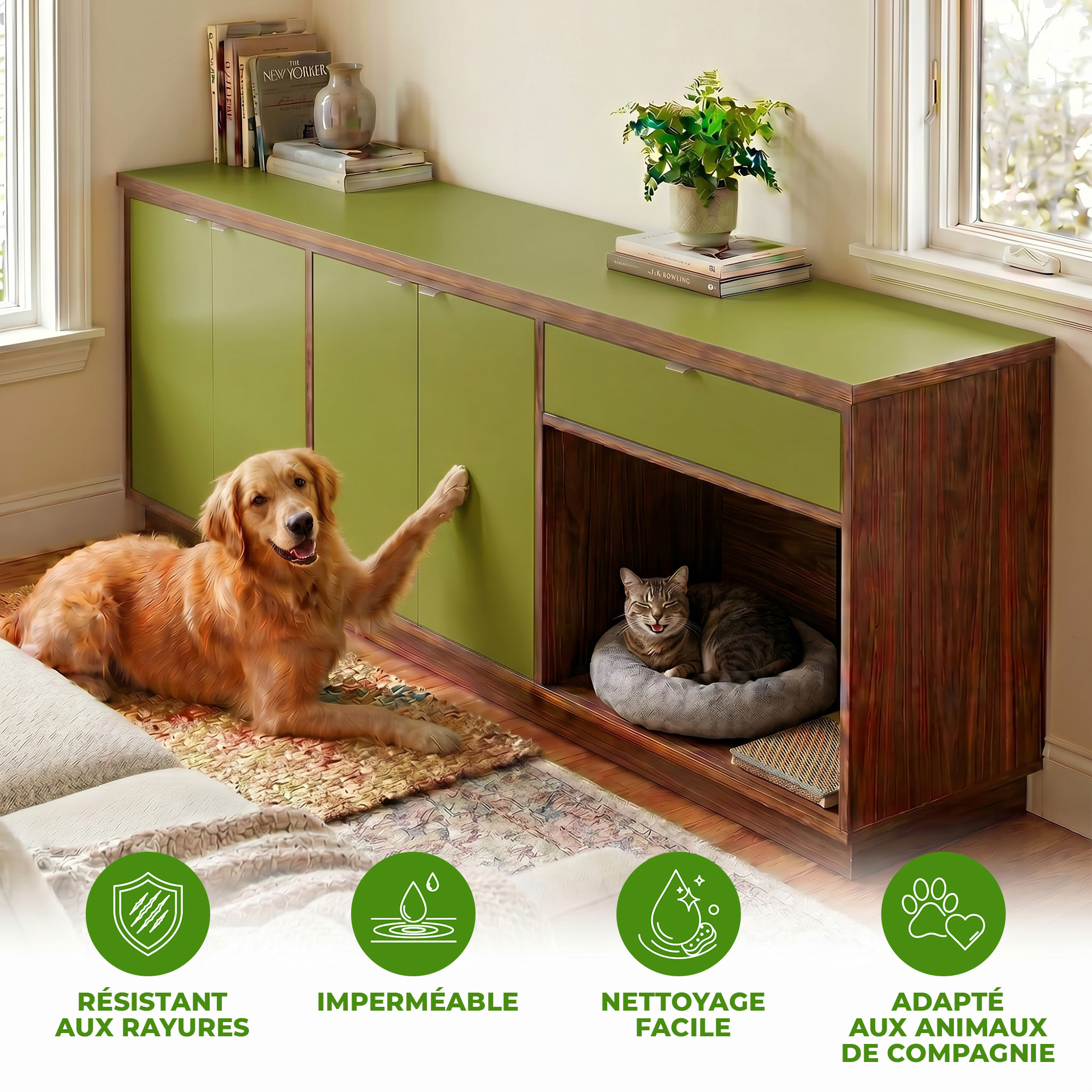 Rouleau adhésif décoratif Vinyle au Mètre - Vert olive - Sticker Lavable Imperméable Mur Cuisine Meubles