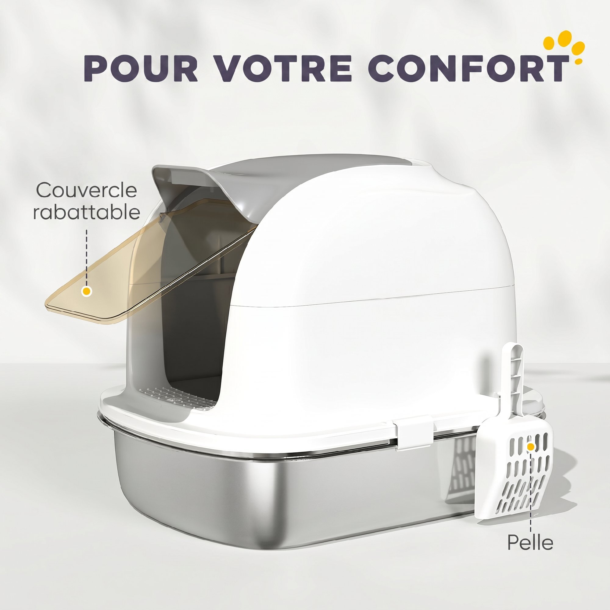 Maison de toilette fermée bac acier inox filtre désodorisant pelle