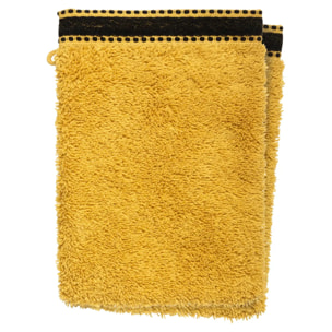 Lot de 2 gants de toilette "Joia" - coton 550 gr/m² - jaune moutarde 15x21 cm