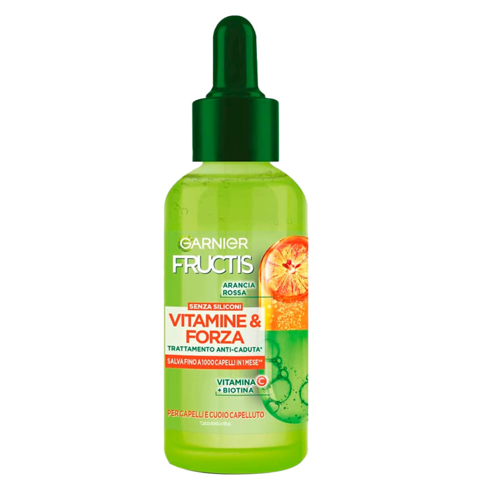 Siero Anti-Caduta per Capelli Fragili Fructis Vitamine e Forza Trattamento con Arancia Rossa Vitamina C e Biotina - Flacone da 125ml