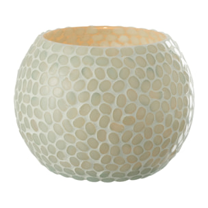 J-Line bougeoir Boule - verre - blanc/bleu clair - large