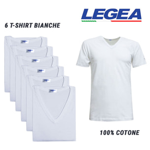 6 T-Shirt Uomo LEGEA Art. 830 Scollo V Bianco