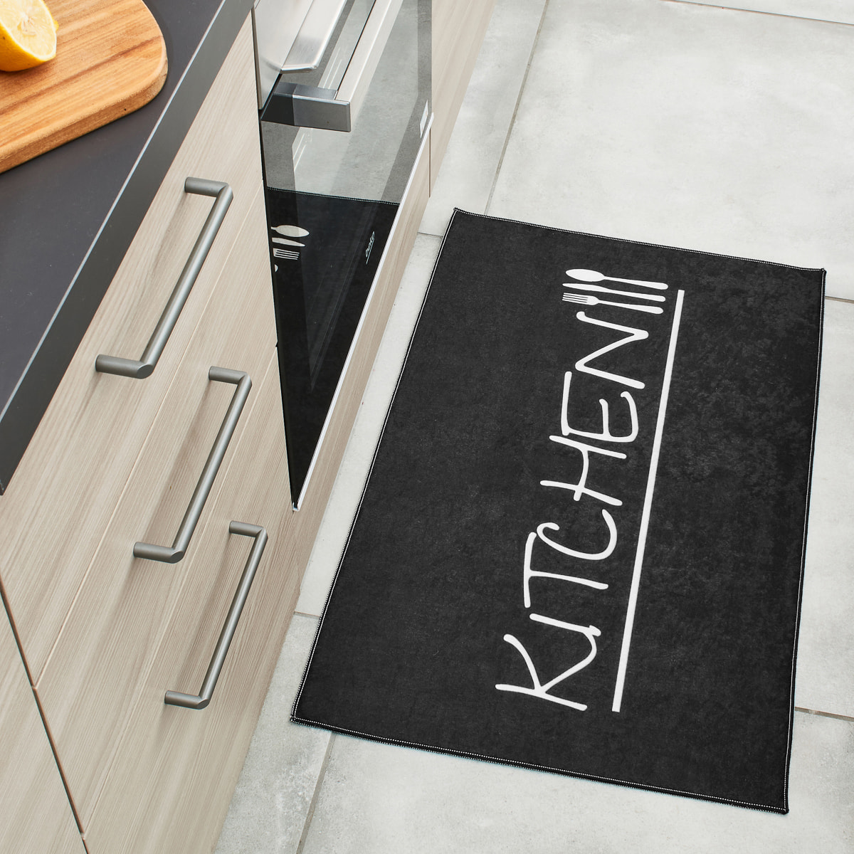 Stampa - tapis de cuisine lavable à motif, noir