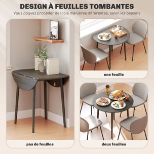 Table ronde de salle à manger cuisine pliable 2 abattants Ø 89 cm bois de pin gris
