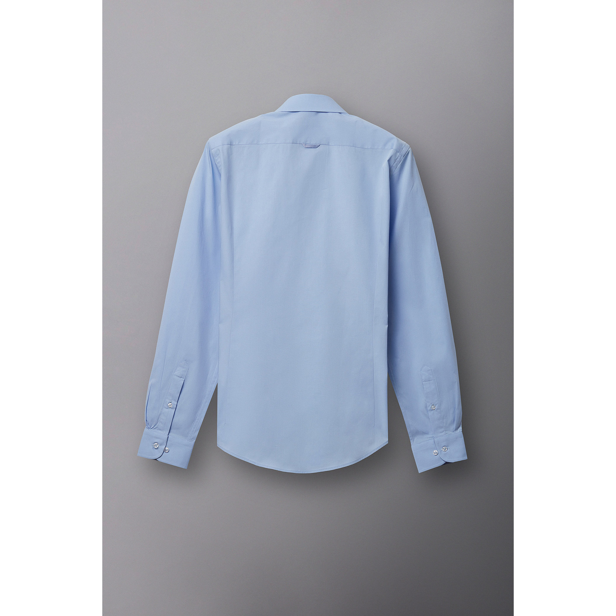 Camicia Uomo 1 Bottone Francese Slim Popeline Stretch Unito Celeste