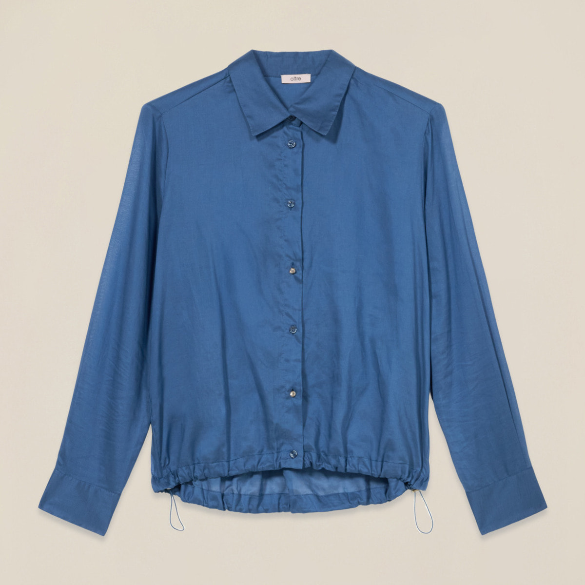 Oltre - Camisa con cordón ajustable en el bajo - Azul