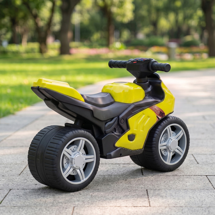 Draisienne moto de course larges roues effets sonores jaune vert