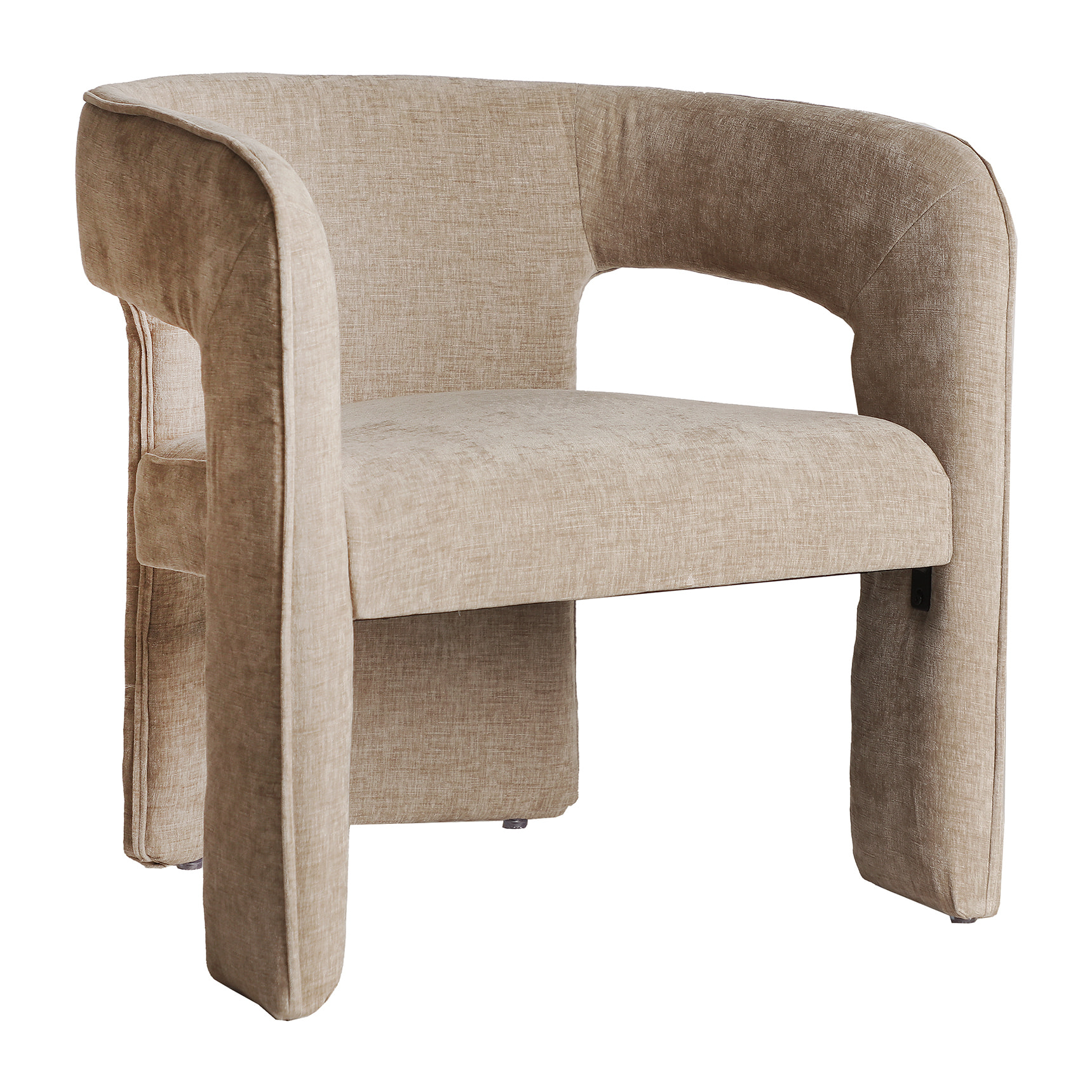 Silla de terciopelo en color beige de 68x66x73cm