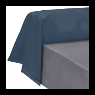 Taie de traversin percale de coton uni bleu La percale francaise ocean