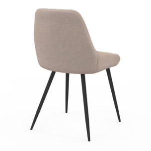 Chaises Ornella tissu taupe et pieds métal - lot de 6