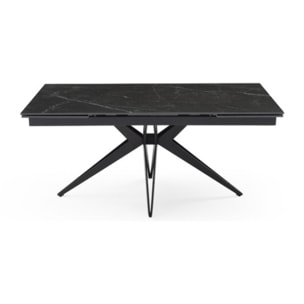 Table extensible en céramique marbré noir L160/240cm - 9 piètements - UNIK