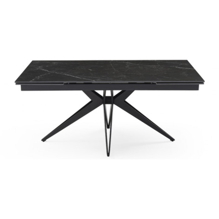 Table extensible en céramique marbré noir L160/240cm - 9 piètements - UNIK