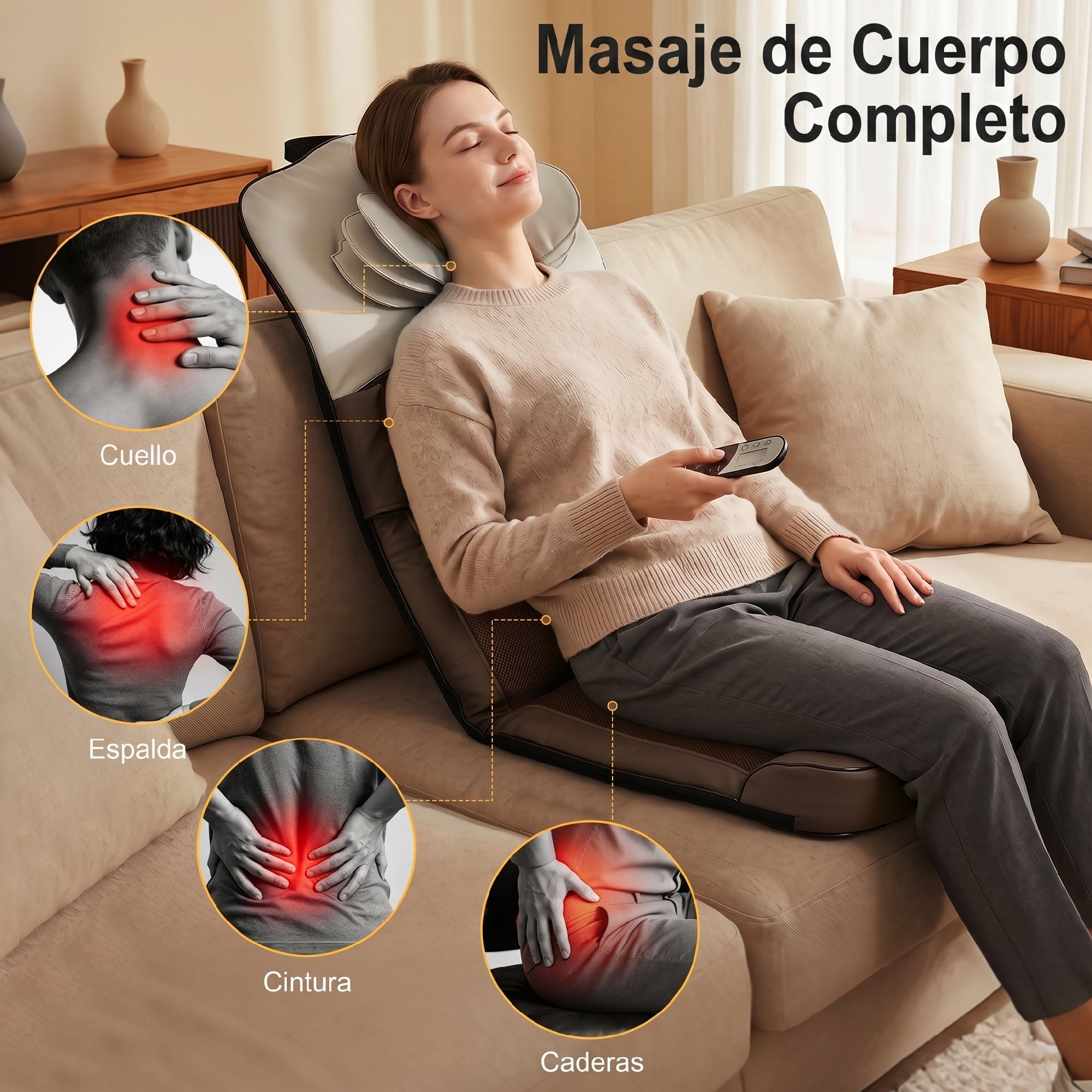 Colchón de Masaje Cuerpo Completo con Calefacción, Masajeador de Espalda Plegable con Compresión de Aire 3D, 4 Modos, 3 Intensidades, Apagado Automático, Regalo para Hombres y Mujeres
