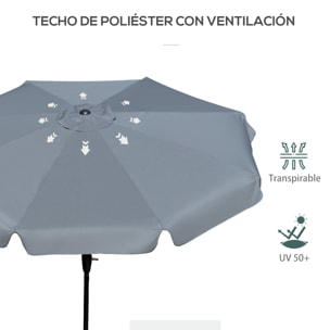 Sombrilla Terraza Exterior Ø266 cm Sombrilla de Jardín Inclinable con Protección UV50+ Poste de Aluminio y Manivela Parasol para Patio Terraza Gris Oscuro