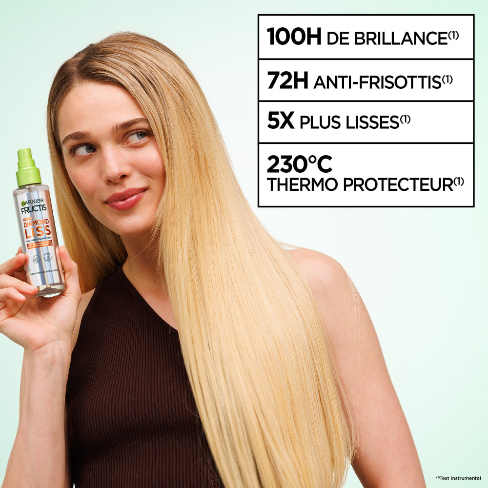 Garnier Fructis Diamond Liss Spray lissant brillance diamant enrichie en kératine végétale et huile d'argan 150ml