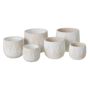 J-Line cache-pots - ciment - blanc/beige clair - large - assortiment de 2