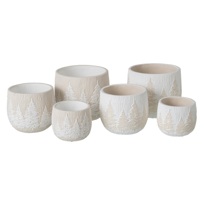 J-Line cache-pots - ciment - blanc/beige clair - large - assortiment de 2