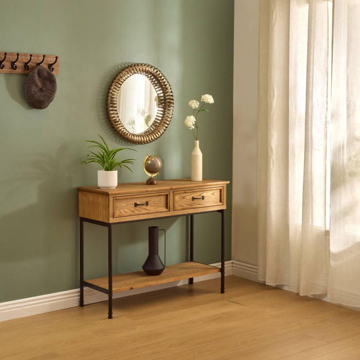 Miroir rond Barrel D.61cm doré métallisé
