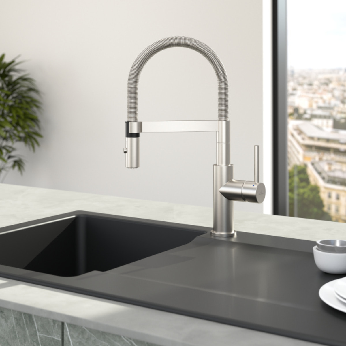 Robinet cuisine VILLEROY ET BOCH Steel expert compact