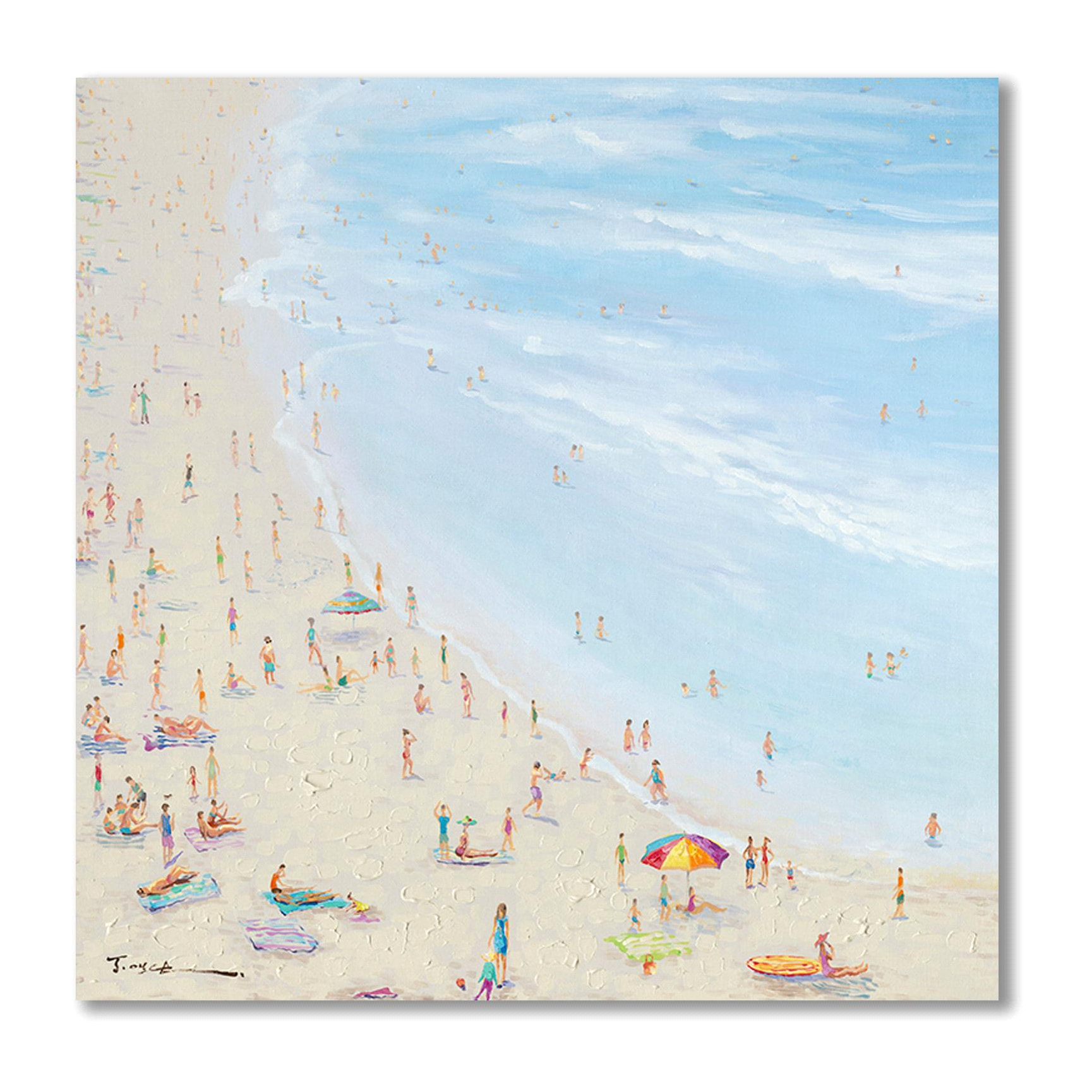 Quadro Spiaggia Con Bagnanti. Misure 80X80 Cm - Pezzi 1 - 80X80X5cm - Colore: Giallo - Bianchi Dino - Decori Casa E Complementi