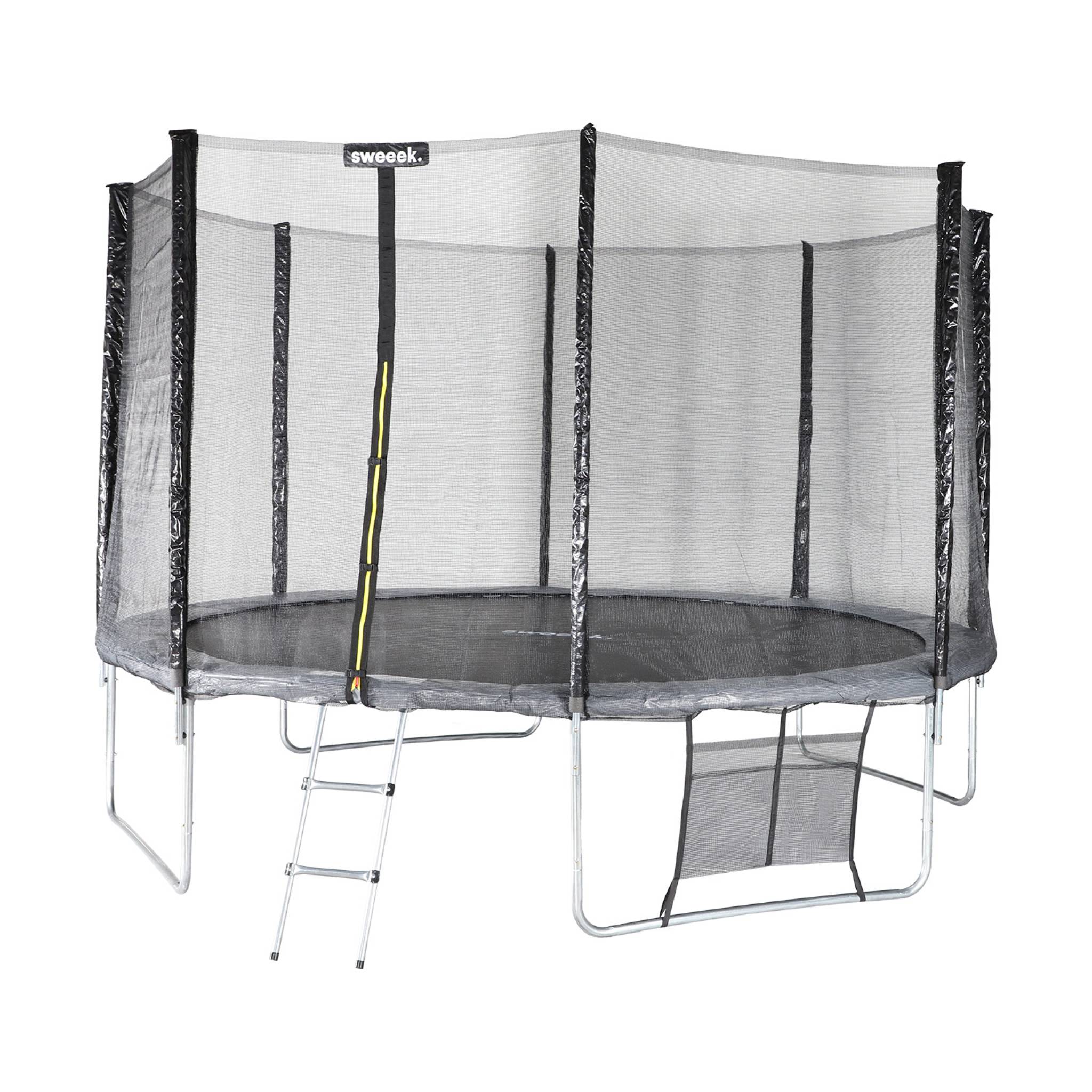 Trampoline 370cm - Saturne XXL Gris - avec filet de protection. échelle. bâche. filet pour chaussures. kit d'ancrage. trampoline de jardin 370 cm |Qualité PRO |Normes EU
