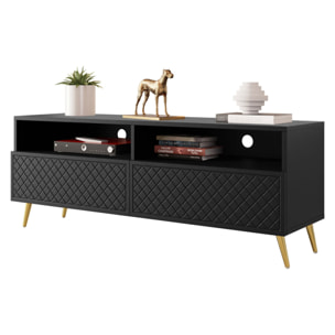 Sorolla - meuble tv - 2 tiroirs et 2 niches - 150 cm - Noir