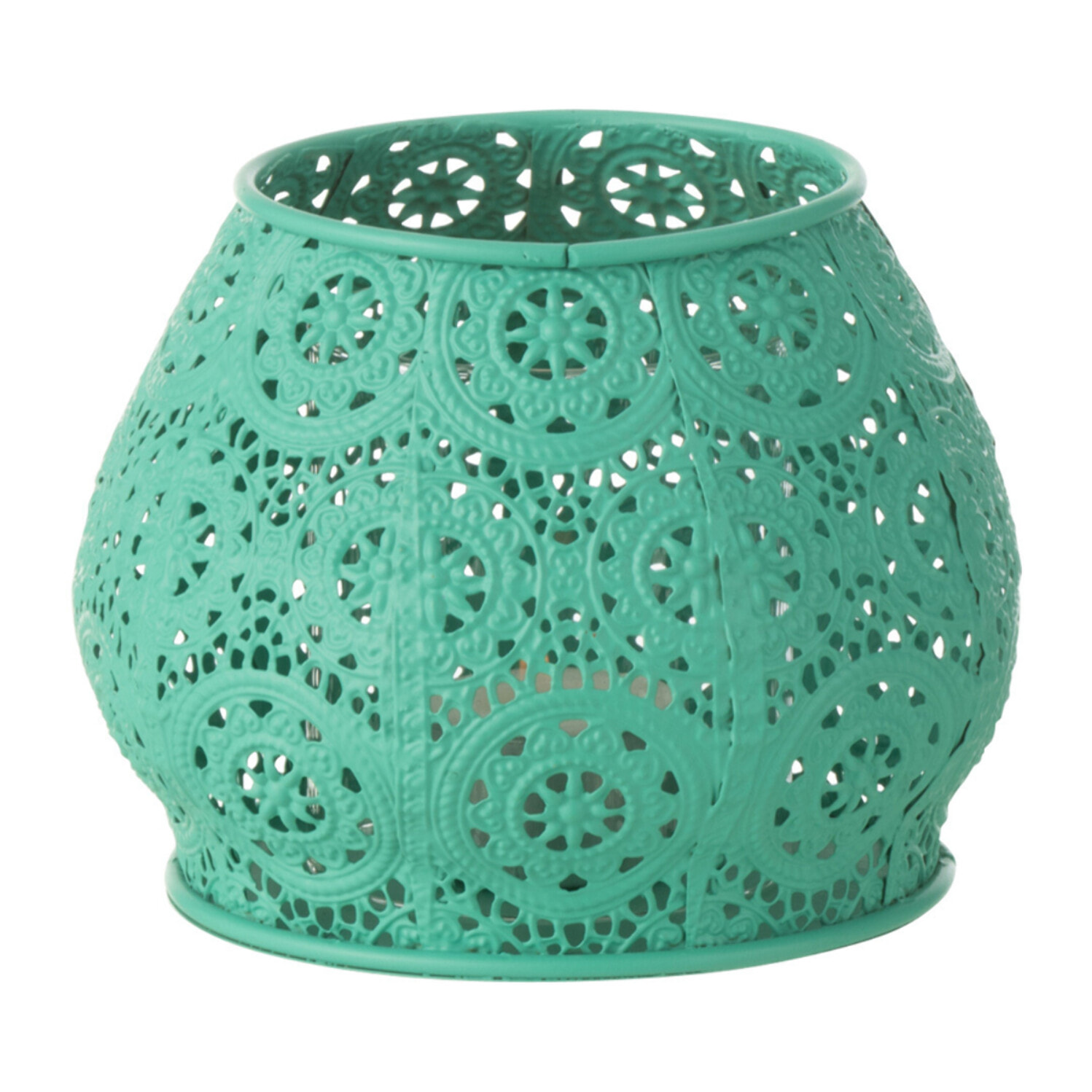 J-Line bougeoir Cylindre - métal/verre - cyan - small